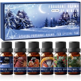 BlissfulBlend Winter Essential Oils Gifts Set 6 Pack Oil of Winter Essential Oil for Home and