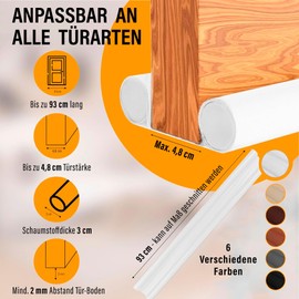 HOGARLAX® Draught Excluder for Doors and Bottom Door Seal - Protection against Draughts and Cold, Sound Insulation, Heat Insulation, Door Seal for Front Doors and Room Doors, Adjustable up to 93 cm (1