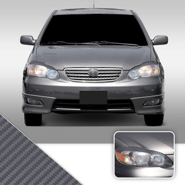 Headlight Eyelid Eyebrow Overlay Accent Pre Cut Vinyl Decal Wrap Compatible with Toyota Corolla 2003 2004 2005 2006 2007 2008 - Carbon Fiber Gunmetal