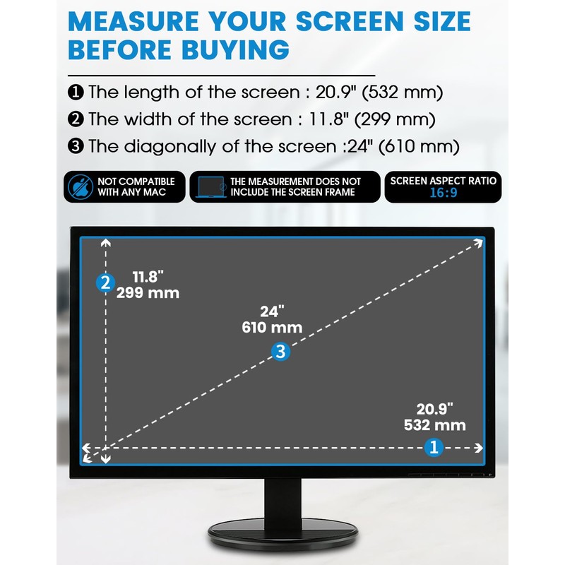 F FORITO 2-Pack 24 inch Anti Glare Matte Computer Screen