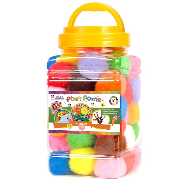Caydo 100 Pieces 1.5 Inch Pom Poms 15 Colors Large Pom Poms Balls for Crafts for Kids DIY Art Creative Decoration