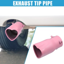 X AUTOHAUX Car Exhaust Tip Heart Shaped Tail Pipe 2.48Inch OD 2.64x2.36Inch Outlet 5.43Inch Length Straight Bolt-On Muffler Tip Metal Pink