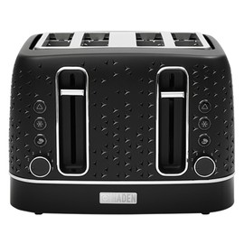 Haden Starbeck 4 Slice Wide Slot Stainless Steel Toaster with Adjustable Browning Control & Non-Slip Feet, Black & Chrome