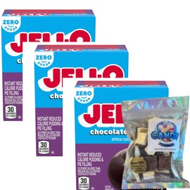 Instant Pudding & Pie Filling Mix,1 oz Box (Pack of 3) with Candy Freezer Freeze Dried Ice Cream Bites (Zero Sugar Chocolate Fudge) Candy