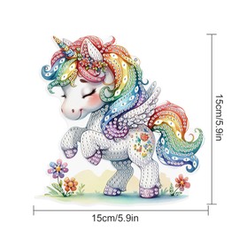 DCIDBEI Diamond Painting Wall Sign Unicorn 15 x 15 cm DIY Diamond Painting Wreath Door Wreath Wall Wreath with Chain Diamond Painting Ornaments Diamond Painting Pendant Plaque Front Door Sign