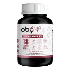 Vitaminas Mujer +40 Años, 120 caps - Isoflavonas de Soya, Maca Roja, Onagra, Inositol, Complejo B, Calcio, Vitaminas y Minerales: Multivitaminico 18 ingredientes