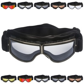 Peicees Vintage Motorcycle Goggles - Aviator & Pilot Helmet Goggles for Bike Riding, Mountain Scooter & ATV Eyewear