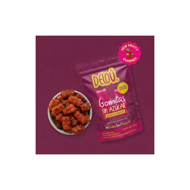 DELOU Gomitas Sin Azúcar - Veganas Endulzadas con Monk Fruit