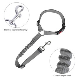 CGEAMDY Pack of 2 Car Adjustable Dog Safety Harnesses, Seat Belt Dog Car Headrest, Car Dog Seat Belt with Elastic, Automotive Industry Interior Animal Protection Accessories (Grey)