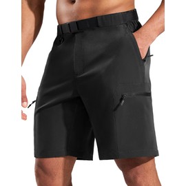 Haimont Mens Sun Protection Hiking Shorts Dry Fit Lightweight Water Resistant Cargo Shorts Hiking Camping Traveling Fishing, Black, M