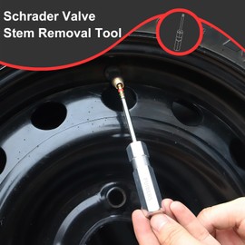 PUIBERS Magnetic Schrader Valve Stem Removal Tools, 4.3 Inch Valve Core Removal Tool Set with 10 Valve Cores,Stainless Steel Tire Valves Tool for Schrader Cores (2-Pack)