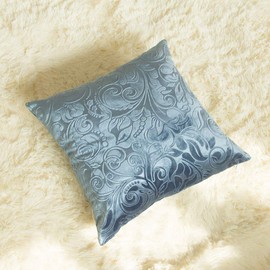TangDepot Heavy Velvet Embossing Throw Pillow Cover, Classis Floral Anaglyph Velvet Fabric, Decorative Pillow Cover, Indoor/Outdoor Pillows Shell, Cushion Cover - (12" x 12", C03 Powder Blue)