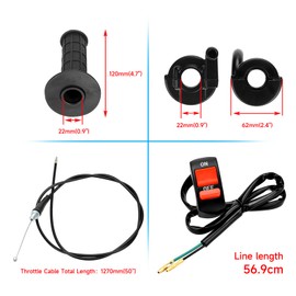 HIAORS 7/8" 22mm Twist Throttle Cable Handle Kit for Predator 196cc 212cc 6.5hp Coleman CT200U CT200U-EX BT200X Baja Warrior MB200 79cc 100cc CT100U CC100X Doodle Bug DB30 Motovox Mini Bike Go Kart
