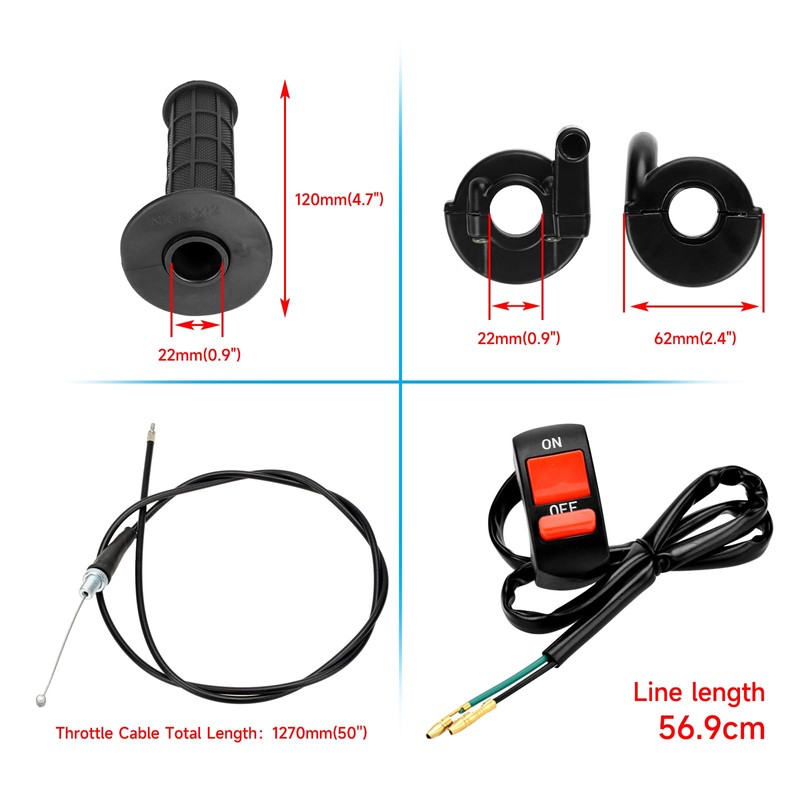 HIAORS 7/8" 22mm Twist Throttle Cable Handle Kit for Predator