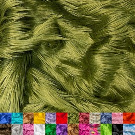 EOVEA Faux Fur Fabric Square – Precut Fur Trim Piece for Crafts, Costumes, DIY Decor, Sewing & Decor – Long Pile Shaggy Fake Fur Patch for Upholstery & Accessories(Olive Green, 10"X10")