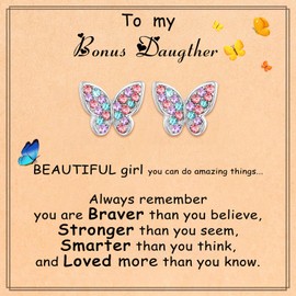 Butterfly Earrings Jewelry Birthday Valentines Day Christmas Gifts for Daughter/Granddaughter/Niece/Butterfly Lover (03.Daughter)