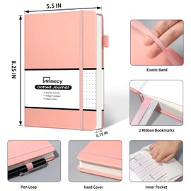 Annecy Numbered Bullet Dotted Journal Notebook, Medium 5.5x 8.25, 160 Pages 100GSM Writing Paper, A5 Peach Pink Faux Leather Cover with Pen Loop
