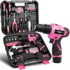 JENABOM Pink Tool Set - 12V Cordless Drill Kit, 151