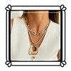 DIONFEI Fashionable Layered Gold Chain Pendant Necklace - Beige Rope