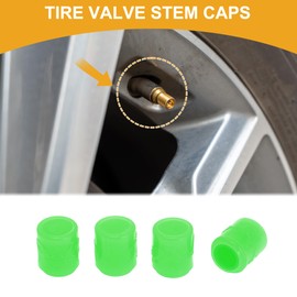 Partuto 4 Pcs Cattle Pattern Tire Valve Stem Caps for Car Truck Motorbike Bicycle Tyre Valve Dust Covers Decorative Polystyrene Green 8x17mm