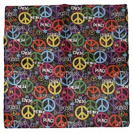 AES Peace Letter Rainbow Multi-Color Peace Signs 100% Cotton 22"x22" Bandanna
