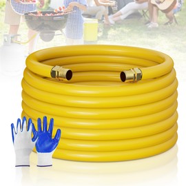 Flexible Natural Gas Line Hose | Corrugated Stainless Steel Tubing | 2PCS Brass NPT Male Quick-Connect Adapters | CSST Underground & Propane Conversion Kit for Outdoor Grills (102Ft 1/2'')