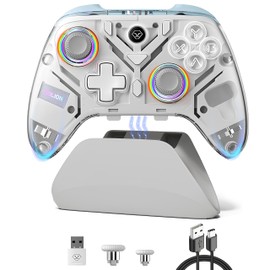 Control Inalambrico para Switch,Controlador Bluetooth 5.3 De RGB Luz con Base de carga inteligente y Hall Effect Stick,Gamepad con Turbo Gyro Axis y  