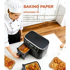 QIVORO 110 Pieces 20.5x14cm Parchment Paper Liners for Dual Air Fryer, Air Fryer Accessories, Non-Stick Waterproof Oil-Resistant Disposable Trays, Compatible with Ninja Dual/Double Stack Air Fryer.