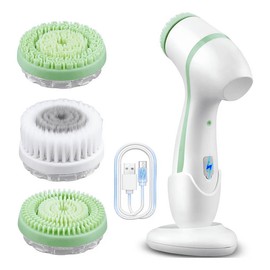 Cepillo Facial Eléctrico USB Inalámbrico 2 Velocidades Malubero, Blanco Verde