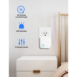 FOVKSUC Wireless Doorbell, Waterproof Door Bell with 60 Chimes, 5 Volume Levels & Mute Mode, Loud Door Bell Ringer Wireless for Home Classroom Office (1 Receiver & 1 Button, White)