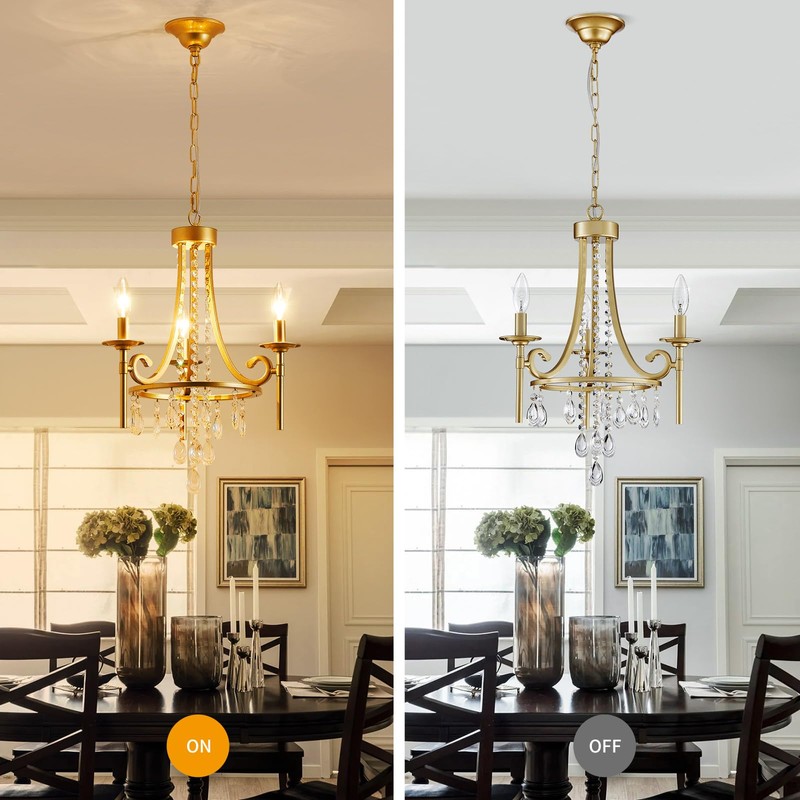 WUZUPS Candle Chandelier 3-Light Pendant Ceiling Light Modern Lighting Fixture