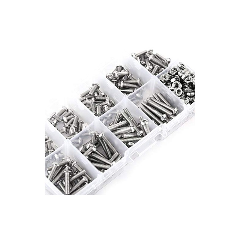 Stainless Steel Screws M3 Set 340 Pieces Button Head Hex