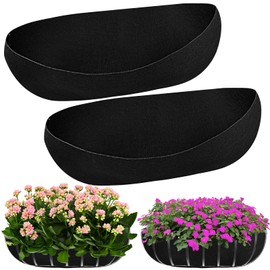 2PCS 24Inch Upgraded Planter Basket Liners Fabric Window Box Liners Felt Trough Planter Liner Black Flower Basket Liner Non-Woven Hanging Plant Liner for Planters Garden Fence - Avoid Bird Nesting