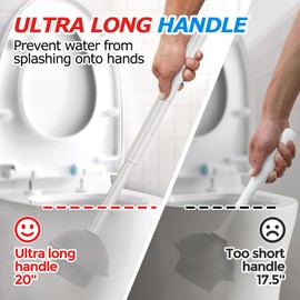 FORASTO 3Pack Toilet Brush and Plunger Set, Extended Handle Plunger,Toilet Bowl Brush Plunger Set,Bathroom Cleaning Tools,Toilet Brush Plunger Combo,Cleaning Brush,Cleaning Supplies(20inch)