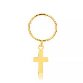 Carol Jewelry 18k Solid Gold Drop Dangle Cross Cartilage Hoop Ring Ear Piercing for Teen Women