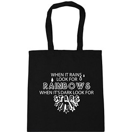 Hippowarehouse When it rains look for rainbows when it's dark look for stars Tote Shopping Gym Beach Bag 42cm x38cm, 10 litres
