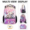 IWANGIFT School Backpack for Kids Girls, 17 Inch Cartoon Cat
