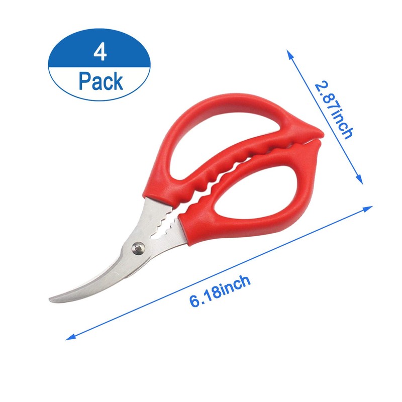 Luckkyme 4 Pack Kitchen seafood scissors Fish Scissors Crab Scissors