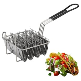 Taco Fryer Basket 4 Shells, Tortilla Fryer Basket, Professional Grade Stainless Steel V Shaped Deep Fryer Tortilla Fry Mold with Detachable Handle for Home Kitchens Restaurants Fried Chicken Shops