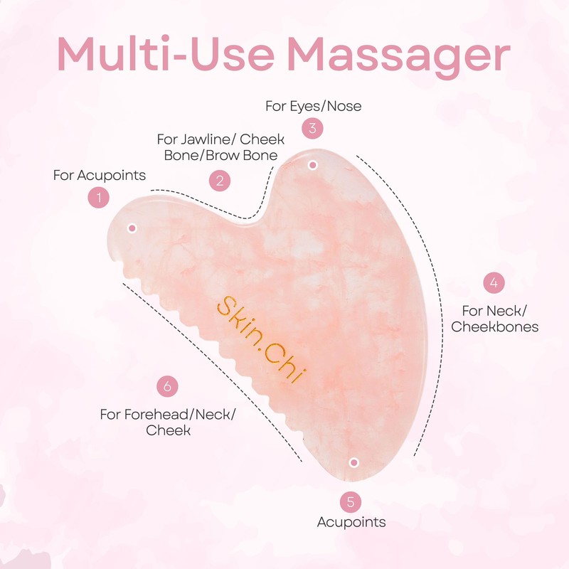 Skin Chi Rose Quartz Gua Sha Facial Comb – Real