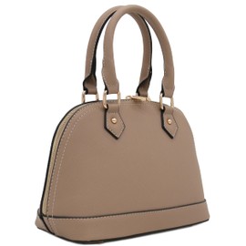 Zip-Around Saffiano Classic Dome Satchel (Travertine)