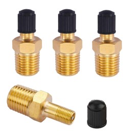 Kimlonton 4 Pcs Tire Air Valve, US Type Valve, Automotive Vacuum Tire 1/4, NPT Tire Air Compressor, Brass Wheel Fill Valve