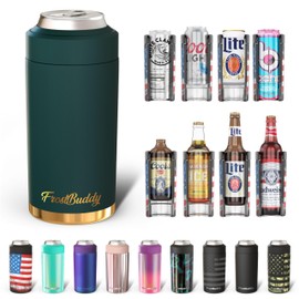 Frost Buddy Universal Buddy Can Cooler - Fits All - For Regular 12 & 16 oz or Slim-Size Bottles - Insulated Double-Walled Stainless Steel (Emerald Elegance)