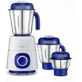 Judge Supreme Wet and Dry Mixer Grinder 3-Jars Strong 750 Watts Motor, Stainless Steel Jars and Modern Design, 110v for USA, blue