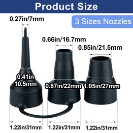 Isslly 3 Set Air Pump Nozzles, Plastic Inflatable Pump Nozzles Head, 3 Sizes Replacement Nozzles for Inflatable Beds Mattresses Pool Toys- Black