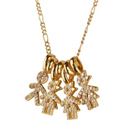 LuckyLy Collar para Mujer de Niños Personalizado, Baño de Oro 14k y Zirconia Cúbica, Cadena y Charms – Joyería Regalos para Mamá Navidad, Día de Madres, Regalos Mujer Cumpleaños, Darcy 1 Niño 3 Niñas