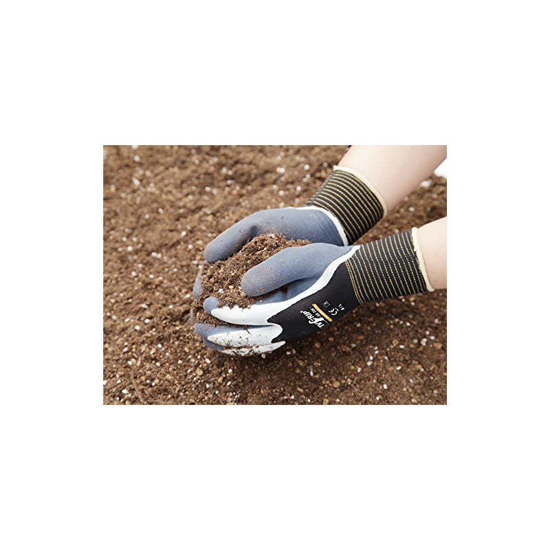 [東和コーポレーション] Activ Grip アクティブグリップ XA-324 8/Mサイズ 《天然ゴム背抜き手袋/指全体コーティング/リニューアル》 ブラック