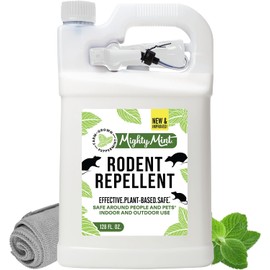 Mighty Mint Peppermint Oil Rodent Repellent Spray with Microfiber Cloth – Natural Indoor & Outdoor Control for Mice and Rats – Plant-Based, Extra-Strong Formula - 1 Gallon (128 oz)