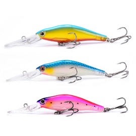 Steinn Wobbler Minnow Artificial Bait Set, Predatory Fish Zander, Perch Fishing, Eye-catching Colours, 7.3 g, 9 cm (Colour 1)