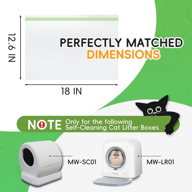 60 Pack Cat Litter Box Liners for Meo Want SC01,